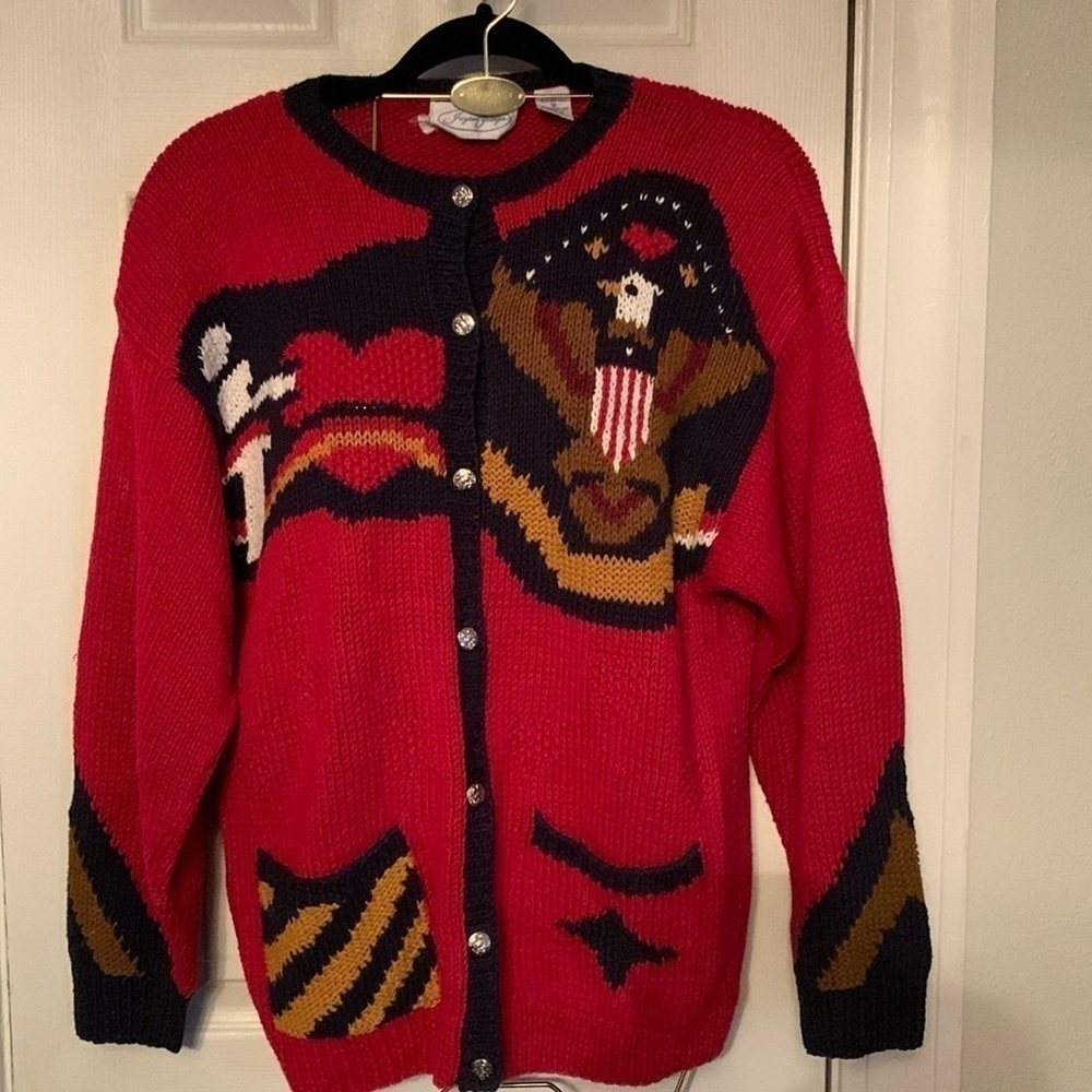 Jayson Younger Patriotic "USA Eagle" Sweater/Cardigan Size M